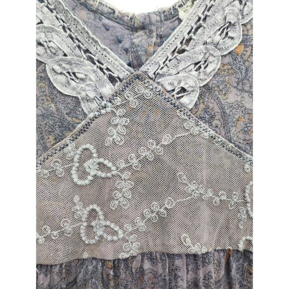 Gimmicks by BKE Womens BOHO Tunic Top Small Gray Paisley Lace Insert Fairycore - Picture 5 of 9